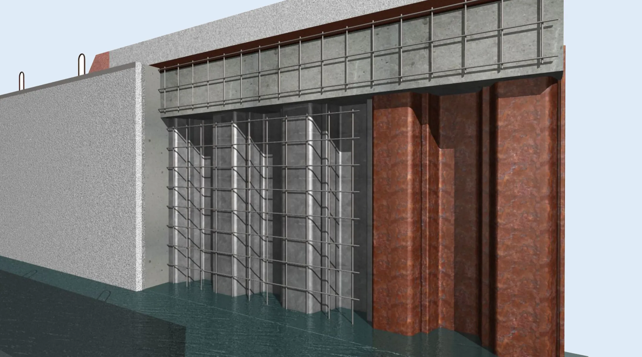 Sheet wall reinforcement, 3D model.