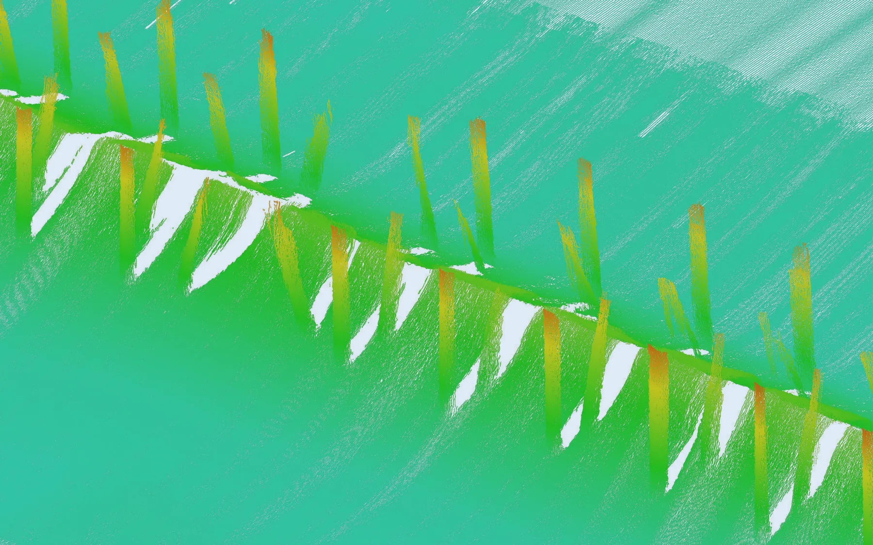 Seabed with a quay pile wall.